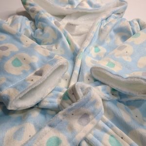 Elephant Print Baby Boy Bath Robe